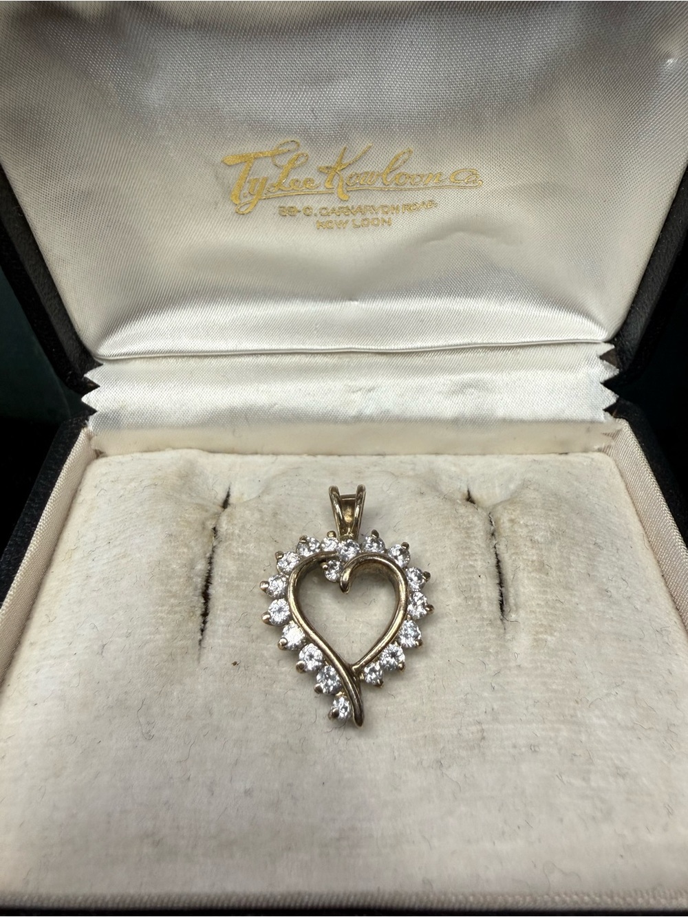 Modern Gold Tone 925 Sterling CZ Heart Pendant